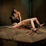 Naughty blonde Alani Pi gets electrified in bondage by kinky domme Bobbi Starr
